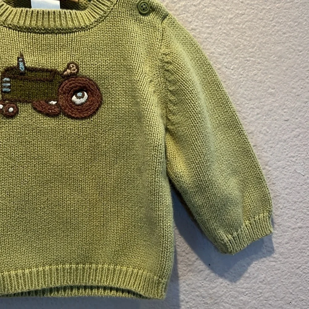 Gymboree Boy’s Petting Zoo Tractor Sweater 2005 Y2K Green 6-12 Months